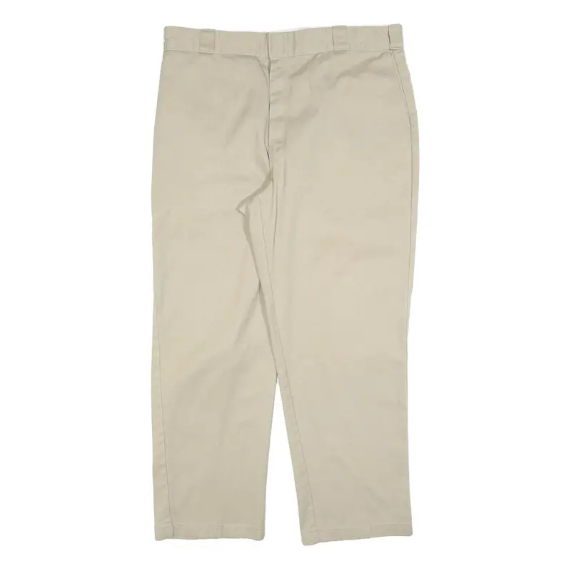 Dickies Mens Regular Fit Beige Cotton Blend Trousers W38 L30 Workwear Zip 1