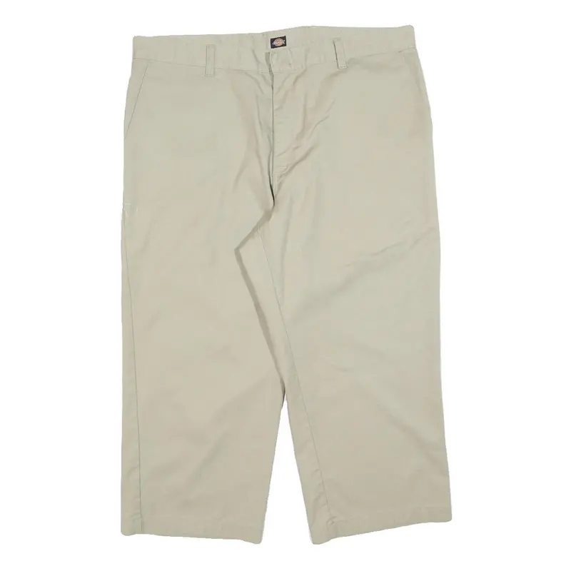 Dickies Mens Regular Fit Beige Cotton Blend Trousers W38 L34 Classic Zip 1