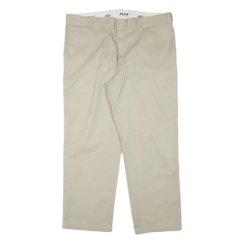 Dickies Mens Regular Fit Beige Cotton Blend Trousers W40 L28 Zip Closure 1