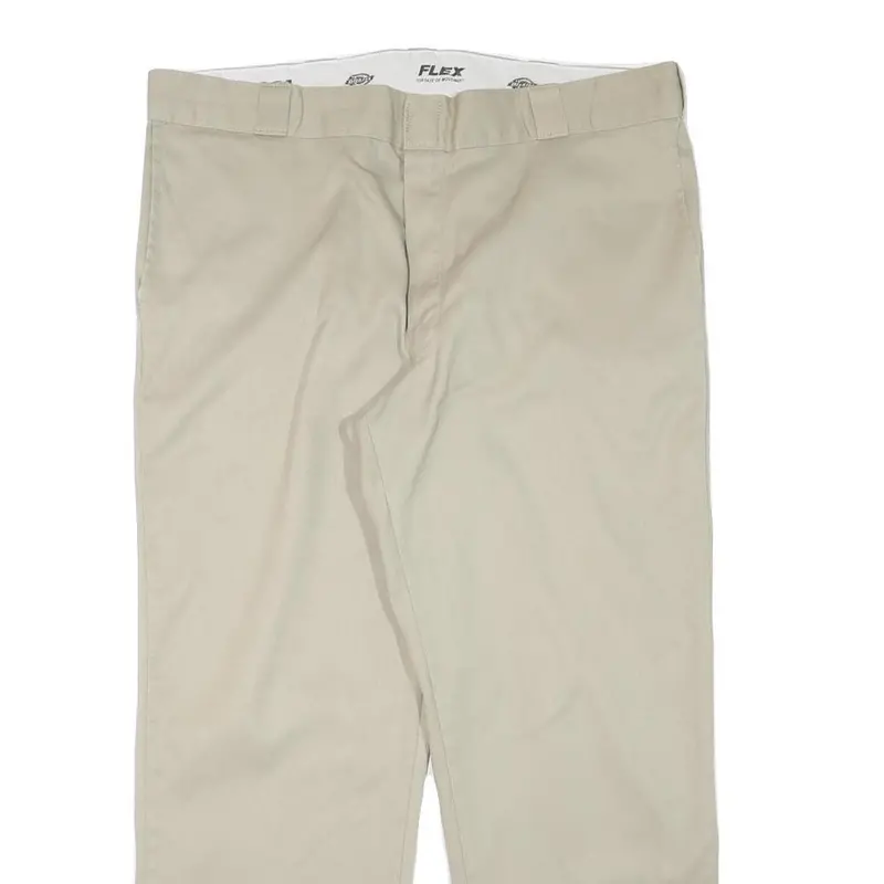 Dickies Mens Regular Fit Beige Cotton Blend Trousers W40 L28 Zip Closure 2