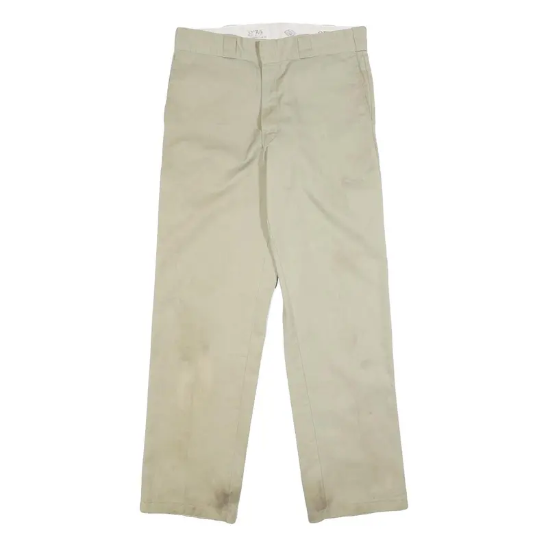Dickies Mens Regular Fit Beige Cotton Blend Zip Trousers W33 L32 Workwear 1