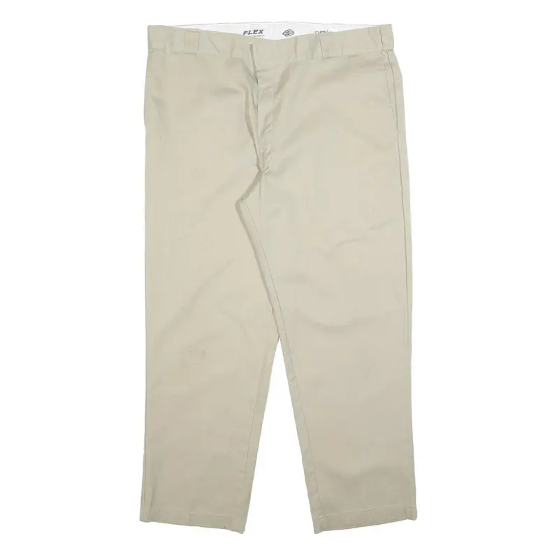 Dickies Mens Regular Fit Beige Cotton Blend Zip Trousers W42 L30 Classic 1