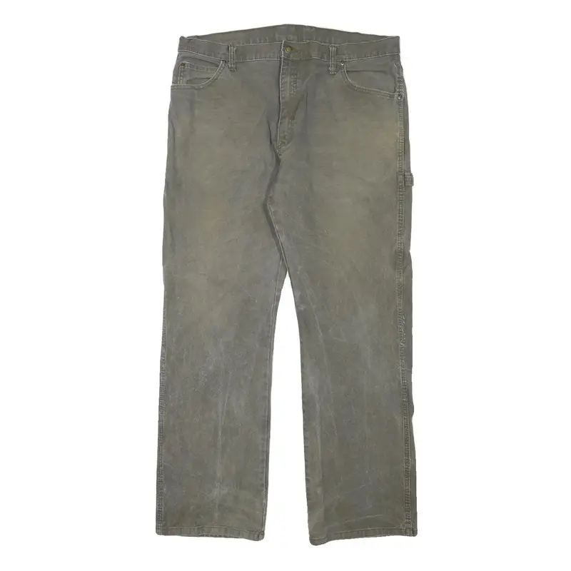 Dickies Mens Regular Fit Cotton Blend Grey Workwear Trousers W36 L30 Utility Zip 1