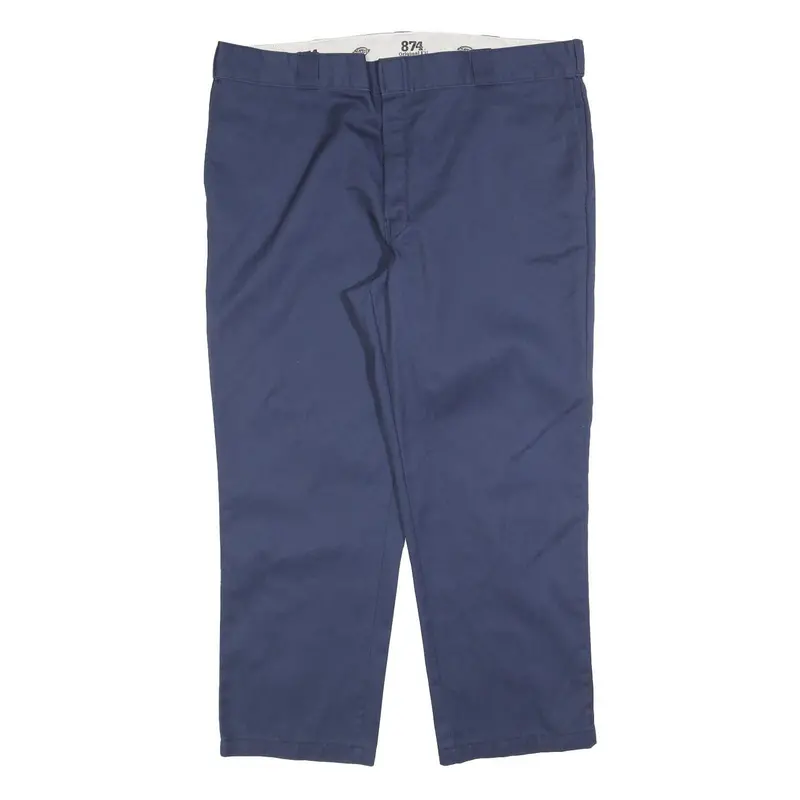 Dickies Mens Regular Fit Navy Blue Work Trousers W42 L29 Zip Closure Durable 1