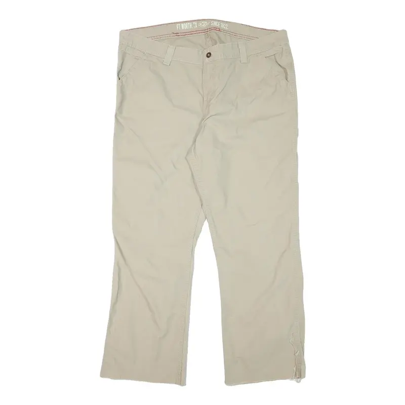 Dickies Mens Relaxed Beige Cotton Blend Trousers W40 L30 Workwear Zip Closure 1