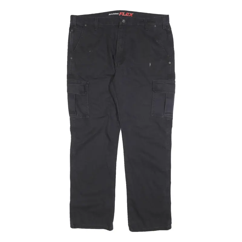 Dickies Mens Relaxed Black Cargo Trousers W40 L32 Cotton Blend Zip Pockets 1