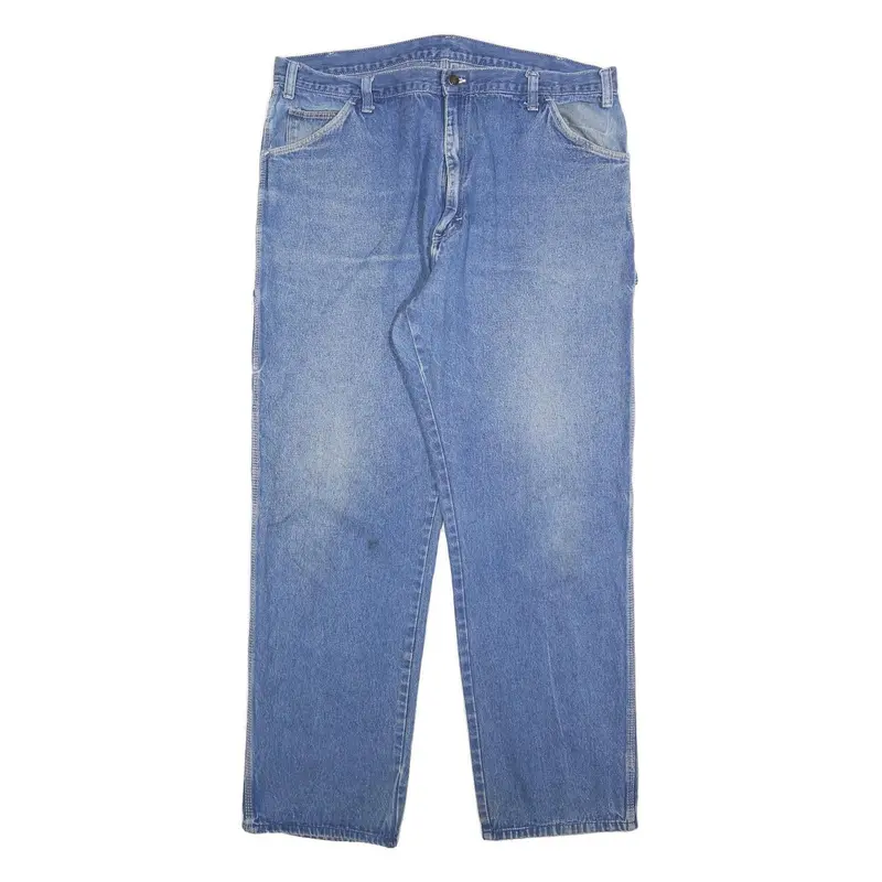 Dickies Mens Relaxed Blue Denim Light W38 L30 Casual Cotton Blend Zip Jeans 1