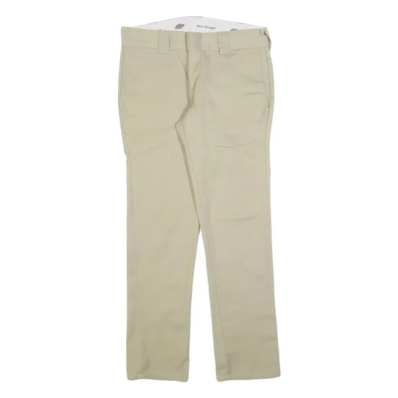 Dickies Mens Slim Beige Cotton Blend Slim Straight Trousers W30 L29 Workwear 1