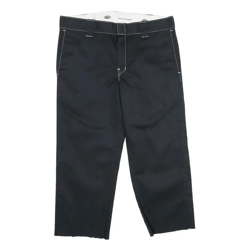 Dickies Mens Slim Black Trousers W34 L25 Workwear Zip Closure Classic Straight 1