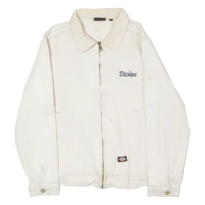 Dickies Tiger Embroidery Mens Workwear Jacket Cream Twill Xl 1