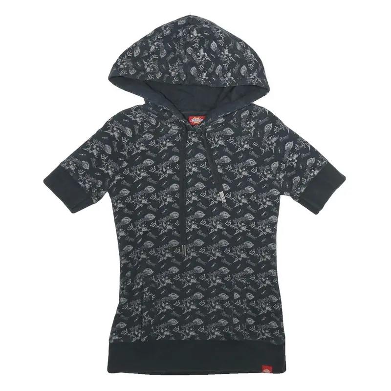 Dickies Womens Black Cotton Blend Print Hoodie M Short Sleeve Casual Top 1