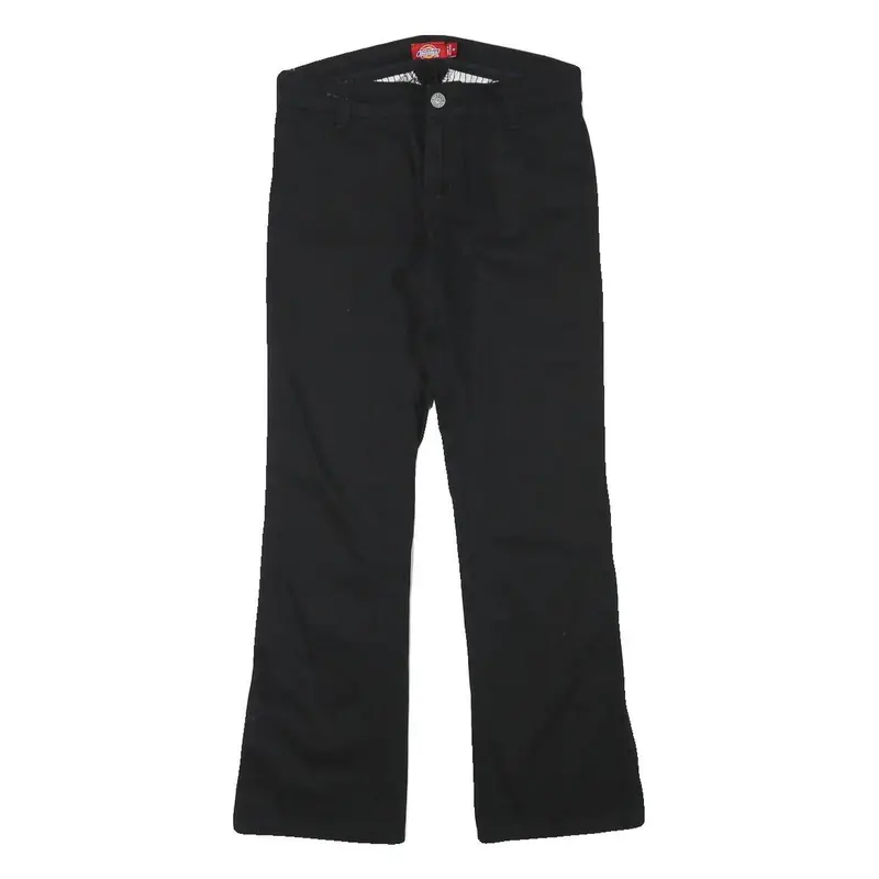 Dickies Womens Black Regular Fit Straight Leg Trousers W26 L26 Cotton Blend Zip 1