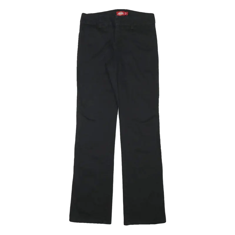Dickies Womens Black Regular Fit Straight Leg Trousers W27 L30 Cotton Blend Zip 1