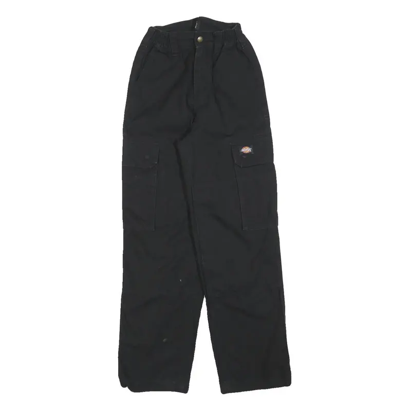 Dickies Womens Black Relaxed Cargo Trousers W22 L28 Casual Cotton Blend Zip 1
