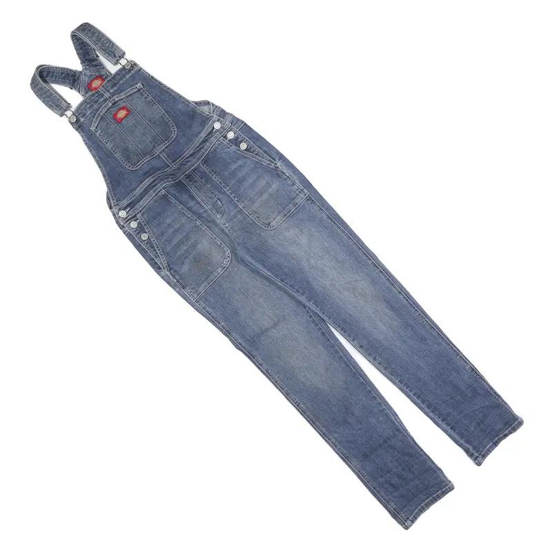 Dickies Womens Blue Denim Cotton Relaxed Fit Dungarees S W26 L30 Classic 1