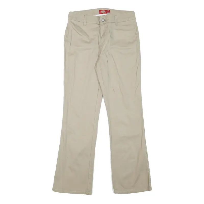 Dickies Womens Cotton Blend Beige Regular Fit Straight Leg Trousers W26 L27 1