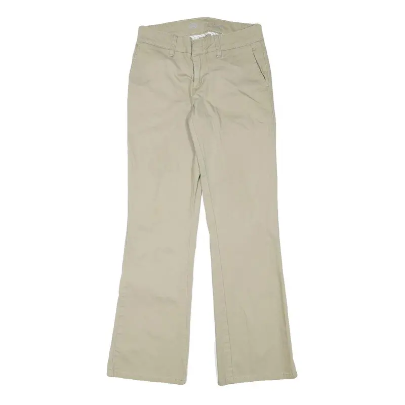 Dickies Womens Cotton Blend Beige Regular Fit Straight Leg Trousers W27 L30 1