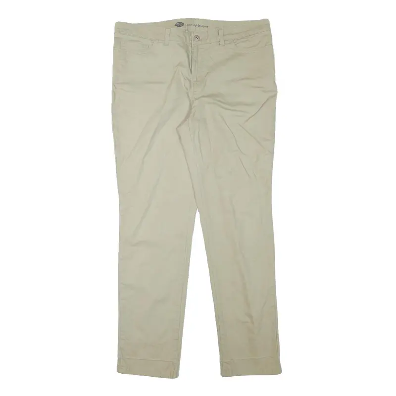 Dickies Womens Cotton Blend Beige Slim Slim Straight Trousers W34 L30 Casual 1