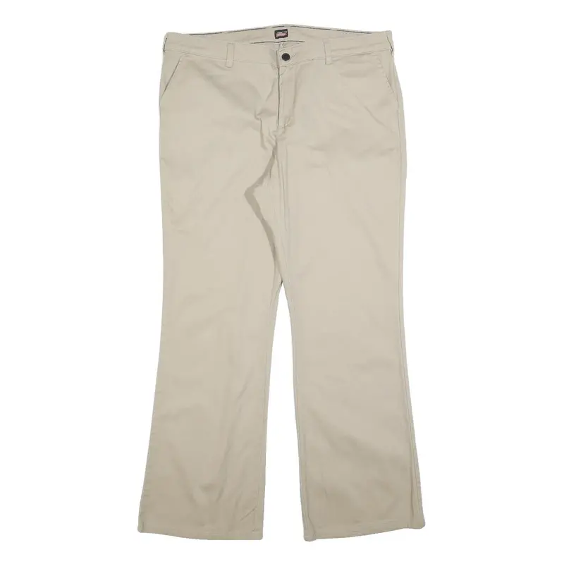 Dickies Womens Cotton Blend Beige Slim Straight Trousers W38 L32 Workwear Zip 1