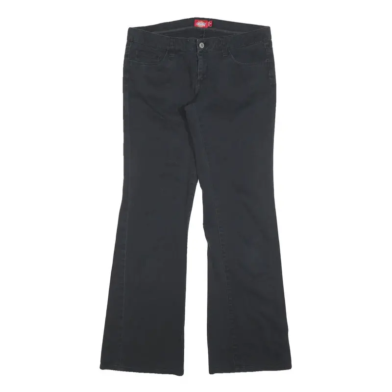Dickies Womens Cotton Blend Black Regular Fit Flared Trousers W30 L30 1