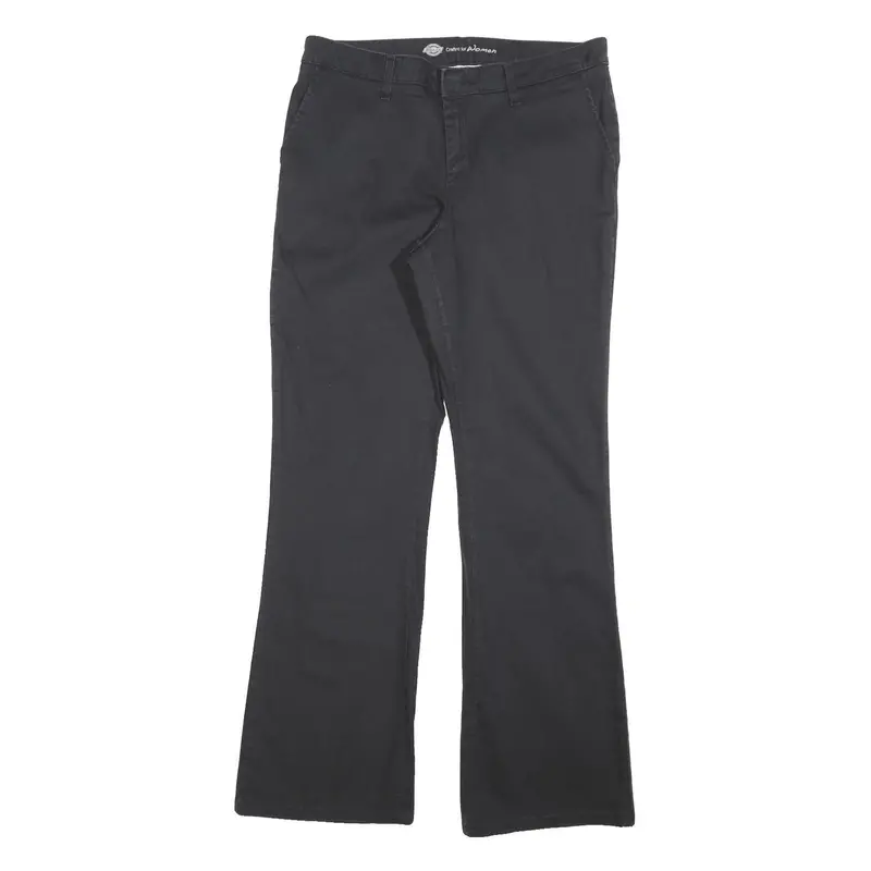 Dickies Womens Cotton Blend Black Regular Fit Straight Leg Trousers W32 L32 Zip 1