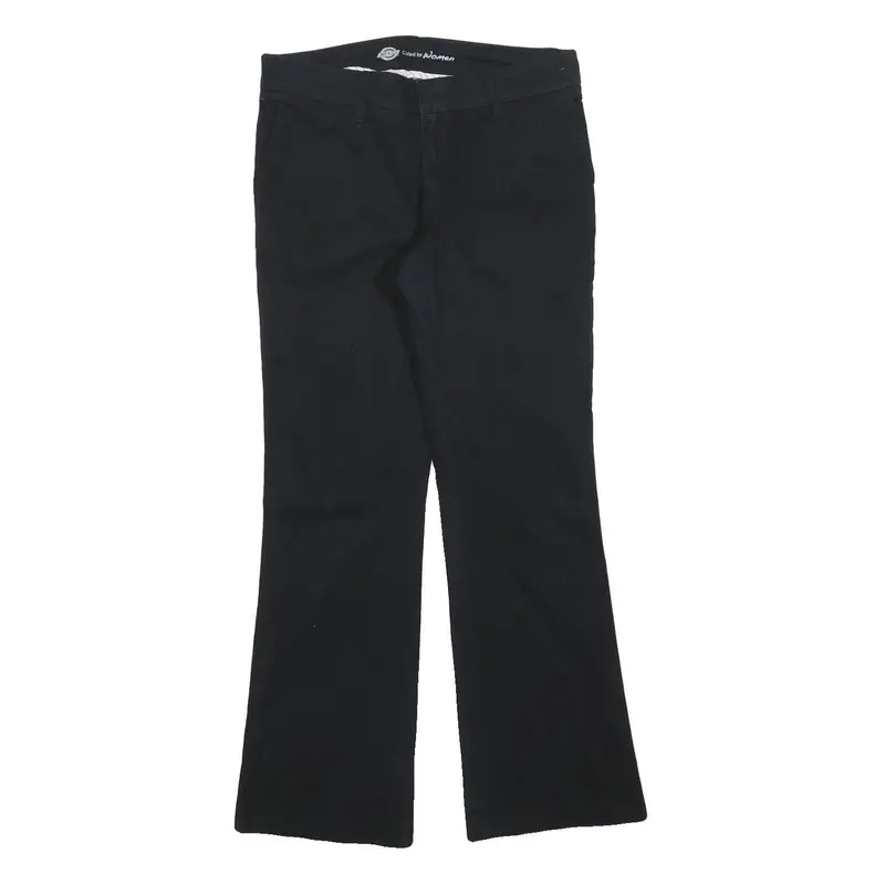 Dickies Womens Cotton Blend Black Slim Flared Trousers W32 L32 Workwear Zip 1