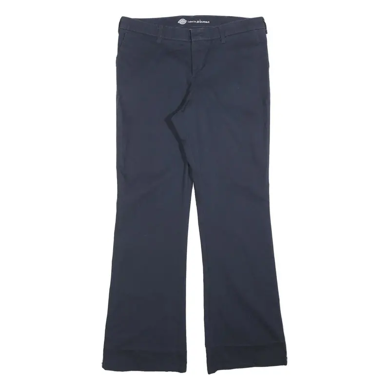 Dickies Womens Cotton Blend Navy Slim Flared Trousers W34 L34 Classic Workwear 1