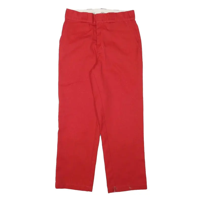Dickies Womens Cotton Blend Red Regular Fit Straight Leg Trousers W28 L26 1