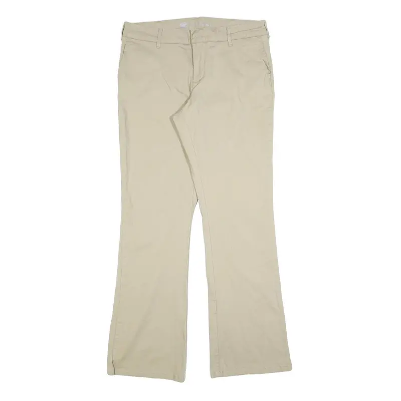 Dickies Womens Cotton Blend Slim Beige Trousers W34 L32 Zip Closure 1