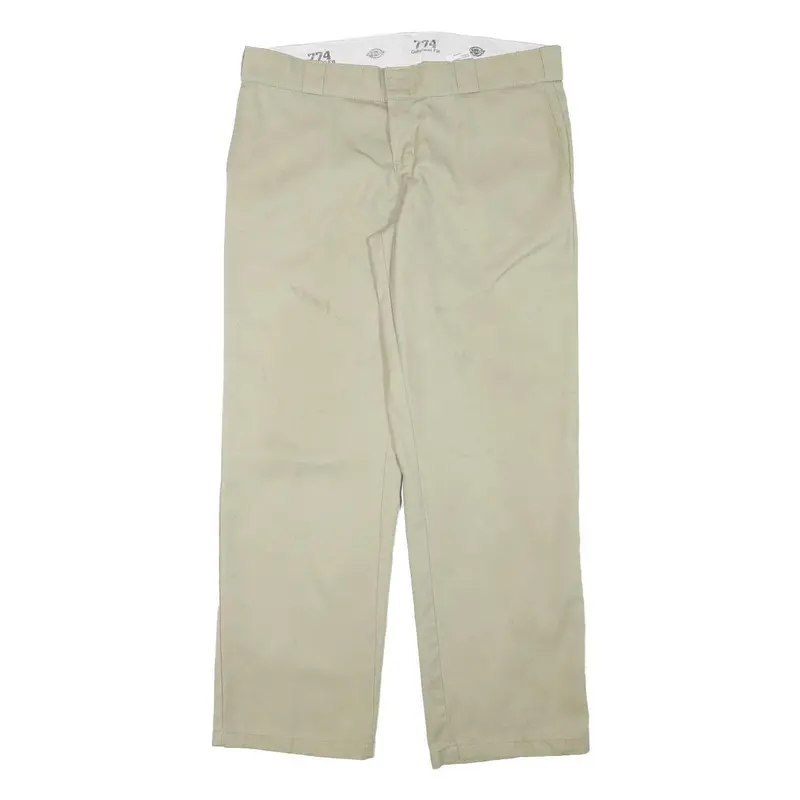 Dickies Womens Regular Beige Cotton Blend Trousers W36 L31 Classic Zip 1