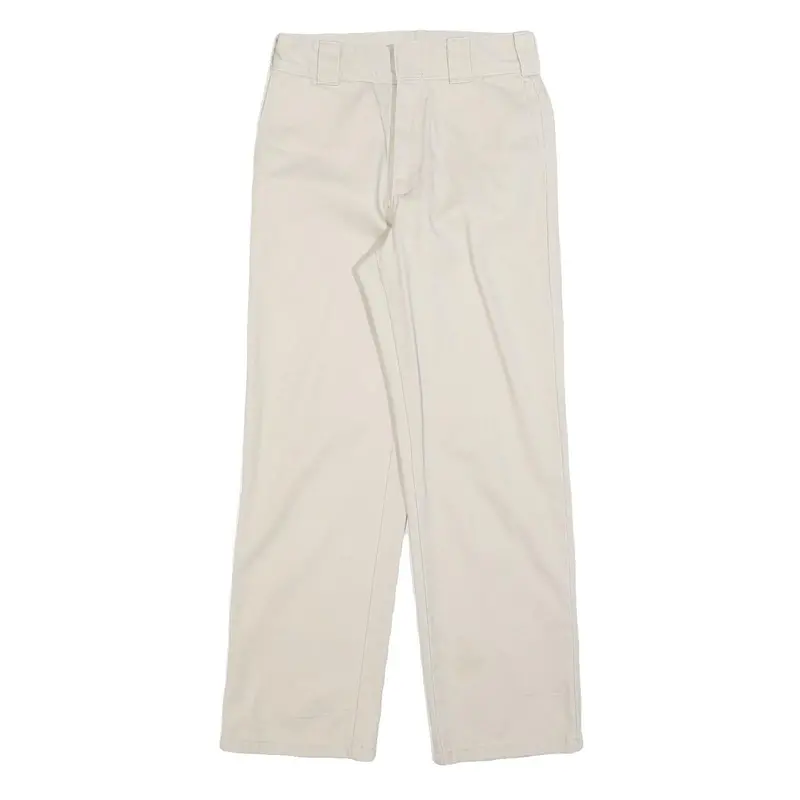 Dickies Womens Relaxed Cotton Blend White Trousers W26 L28 Workwear Zip Closure 1