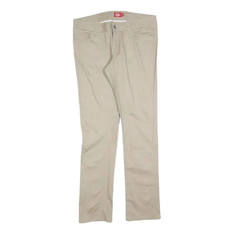 Dickies Womens Slim Beige Cotton Blend Slim Straight Trousers W34 L32 Workwear 1