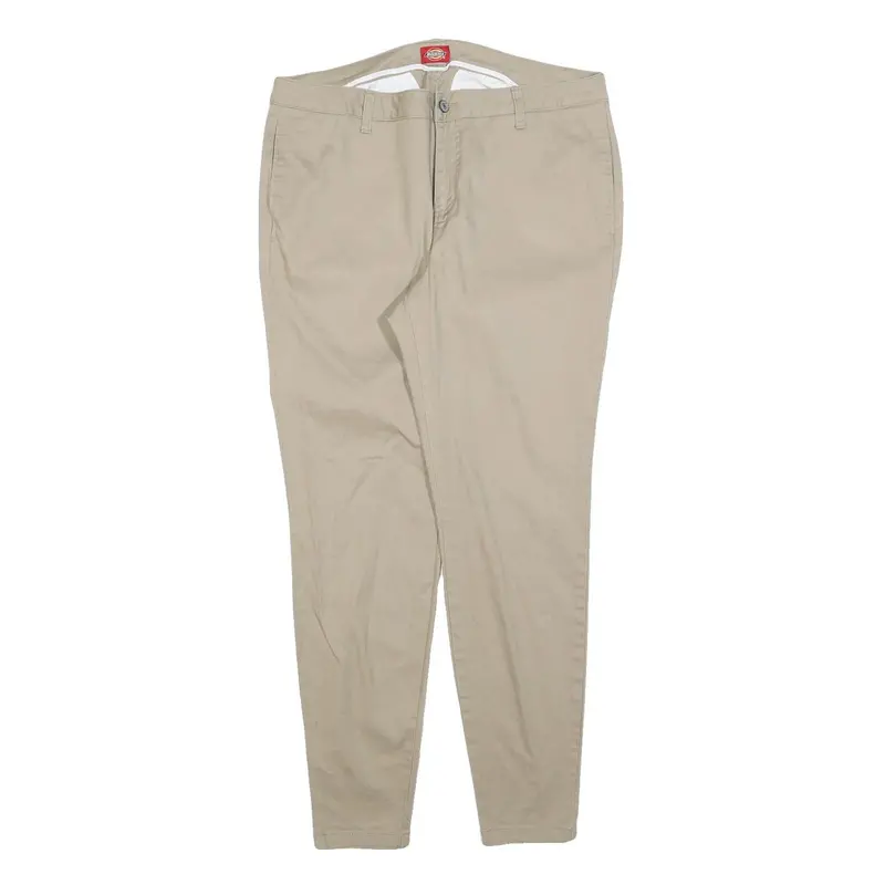 Dickies Womens Slim Beige Cotton Blend Slim Tapered Trousers W34 L30 Workwear 1