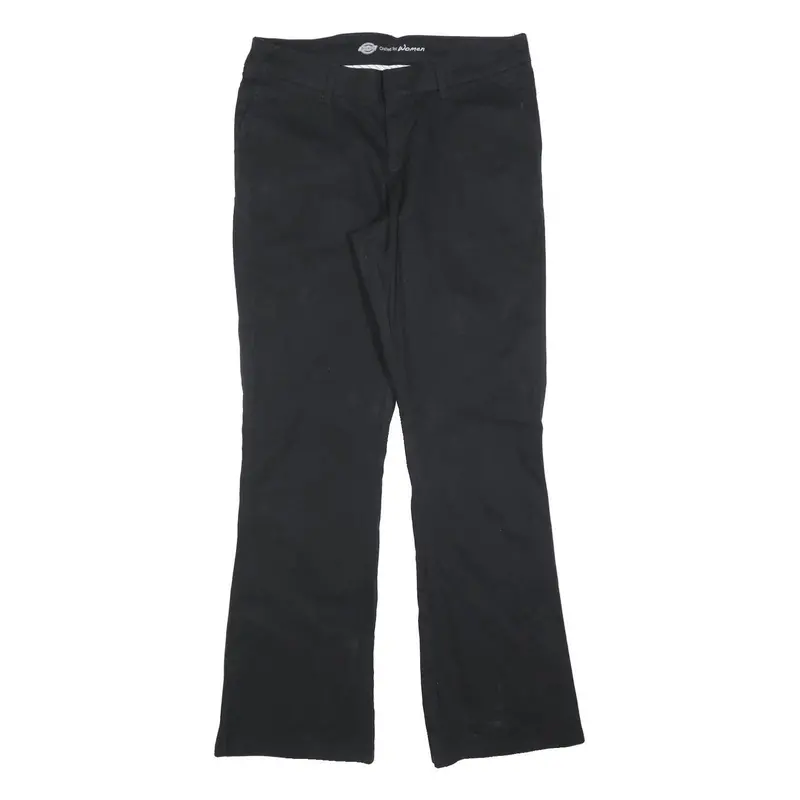 Dickies Womens Slim Black Cotton Blend Trousers W34 L34 Zip Closure Straight Leg 1