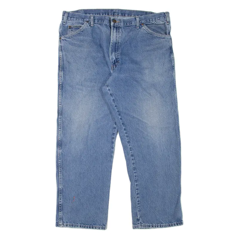 Dickies Workwear Mens Jeans Blue Regular Straight Stone Wash W38 L28 1