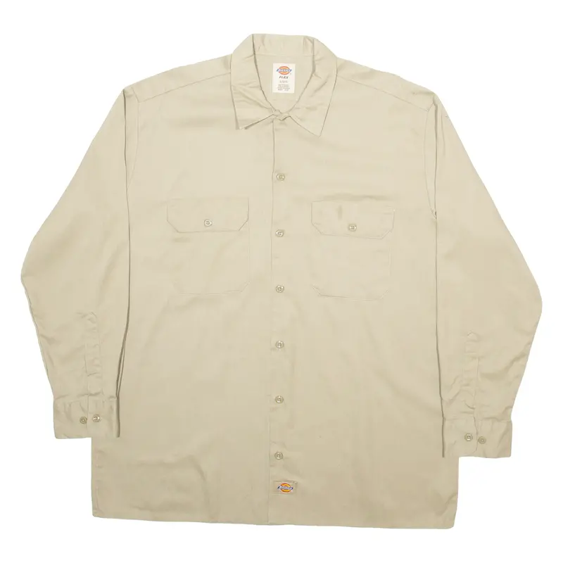 Dickies Workwear Mens Plain Shirt Brown Long Sleeve L 1