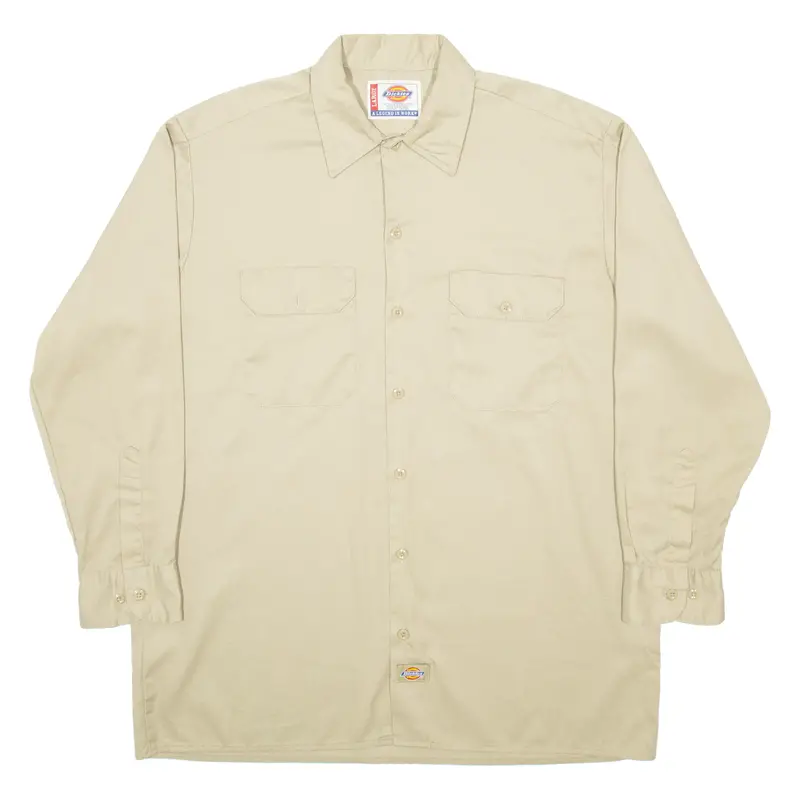 Dickies Workwear Mens Plain Shirt Brown Long Sleeve L 1