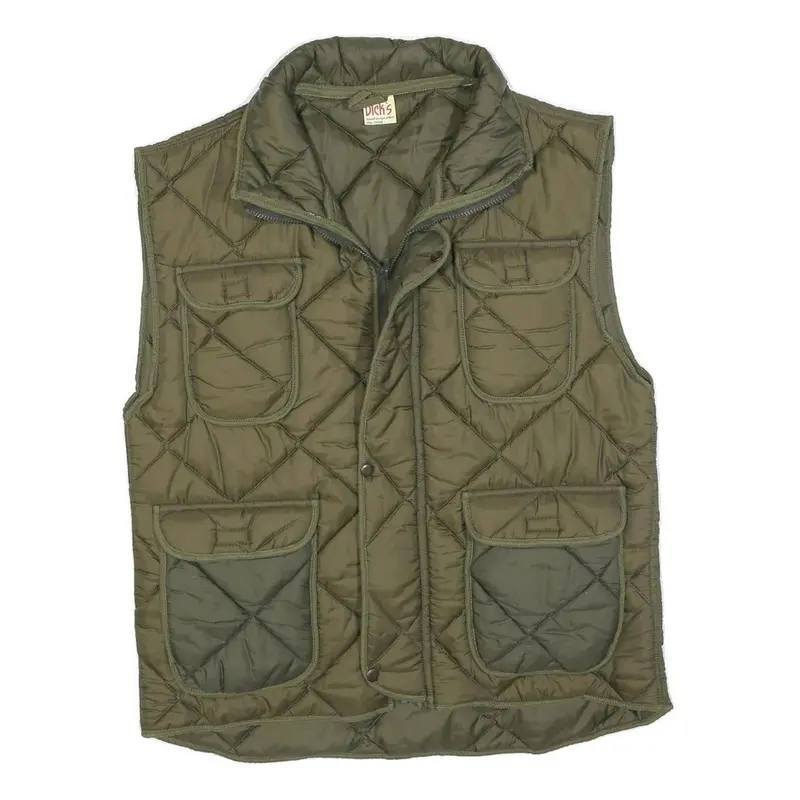 Dick's Mens Green Quilted Sleeveless Zip Jacket Xl Polyester Padded Outdoor 1