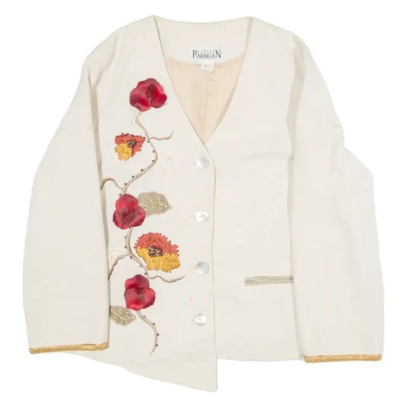 Didier Parakian Womens Blazer Jacket Cream Viscose Uk 10 1
