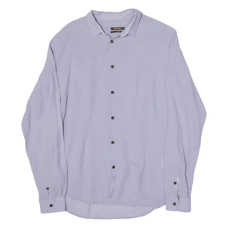 Diesel Black Gold Mens Plain Shirt Purple Long Sleeve L 1