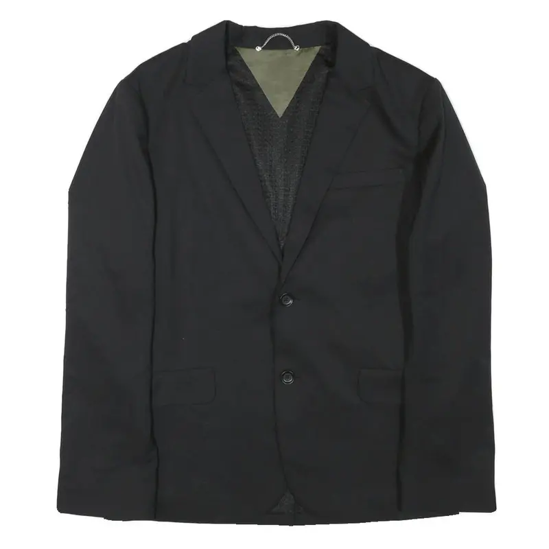 Diesel Mens Black Wool Blend Classic Jacket M Woven Button Closure Tailored 1