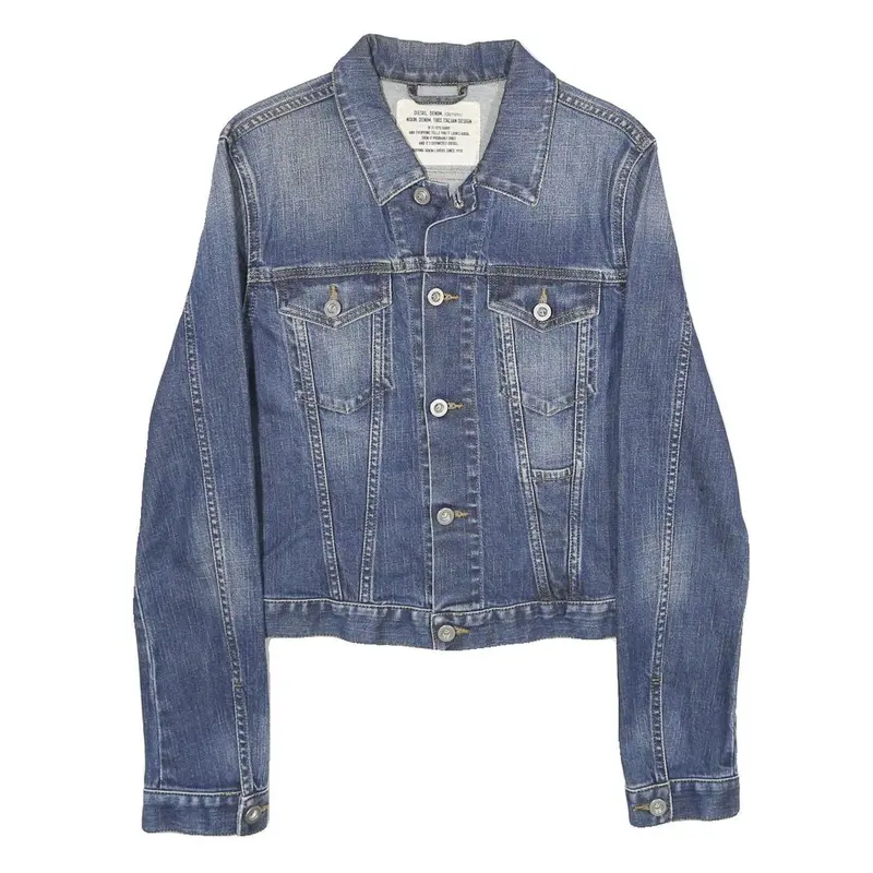 Diesel Mens Blue Denim Jacket M Cotton Blend Classic Button Closure Stylish 1