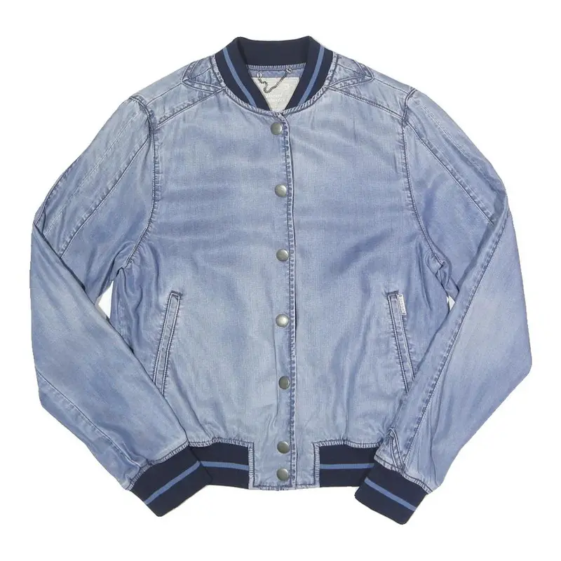 Diesel Mens Blue & Navy Bomber Jacket S Lyocell Plain Button Closure 1