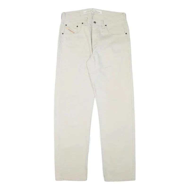Diesel Mens Cotton Blend White Regular Straight Trousers W34 L33 Casual Button 1