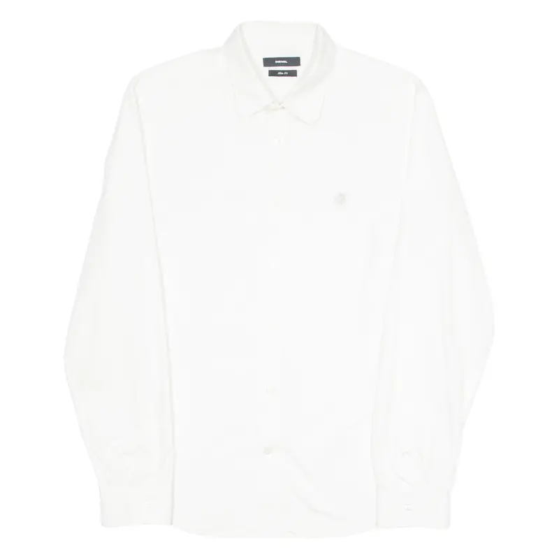 Diesel Mens Plain Shirt White Long Sleeve L 1