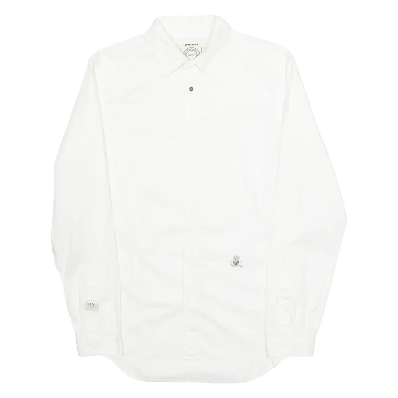 Diesel Mens Plain Shirt White Long Sleeve S 1