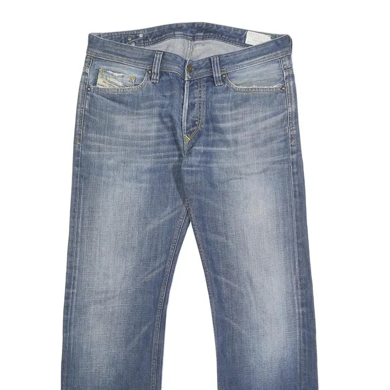 Diesel Mens Regular Blue Denim Jeans W33 L31 Button Closure Classic Fit Straight 2