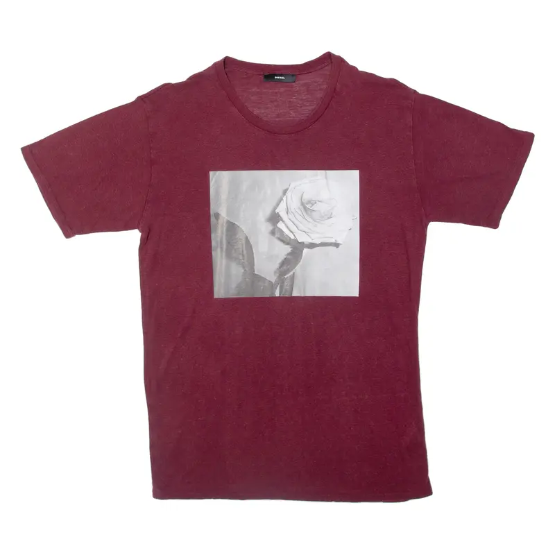 Diesel Rose Womens T-Shirt Maroon S 1