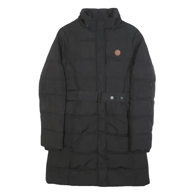 Diesel Womens Black Jacket S Polyester Puffer Zip Belted Casual Warm Outerwear 1