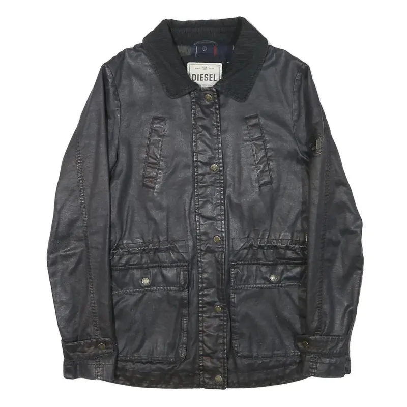 Diesel Womens Black Zip Jacket S Polyester Blend Casual Outerwear 1